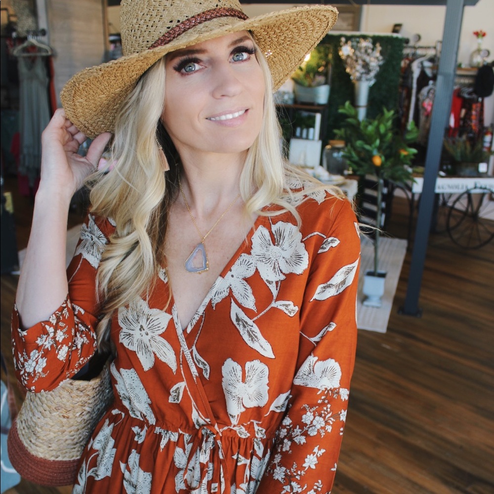 Penthouse Views Flowy Midi Dress-Burnt Orange - Picture 4 of 4